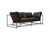 Inheritance Two Seat Sofa - Pebbled Black Leather & Blackened Steel