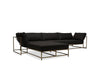 Inheritance Sectional - Black Canvas & Antique Brass