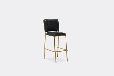 Inheritance Barstool - Obsidian Leather & Antique Brass