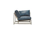 Inheritance Corner Chair - Waxed Navy Leather & Blackened Steel