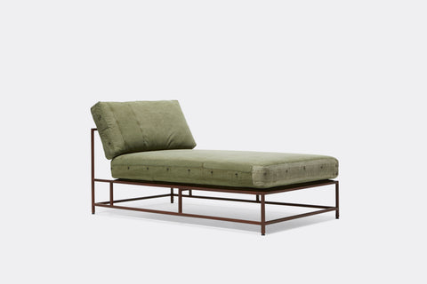 Inheritance Chaise Lounge - Military Canvas & Marbled Rust