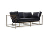 Inheritance Two Seat Sofa - Blue Smoke Leather & Antique Brass