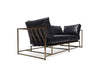 Inheritance Two Seat Sofa - Blue Smoke Leather & Antique Brass