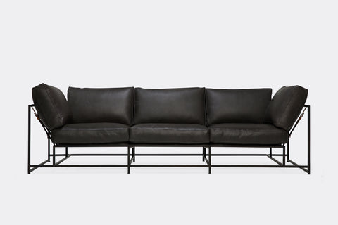 Inheritance Sofa - Obsidian Leather & Blackened Steel