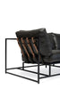 Inheritance Two Seat Sofa - Pebbled Black Leather & Blackened Steel