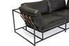 Inheritance Two Seat Sofa - Pebbled Black Leather & Blackened Steel