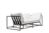 Inheritance Two Seat Sofa - Pebbled White Leather & Blackened Steel