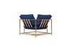 Inheritance Corner Chair - Indigo Canvas & Antique Brass