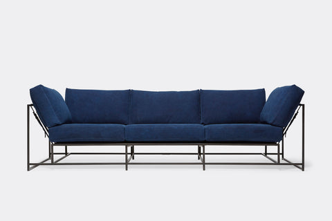 Inheritance Sofa - Indigo Canvas & Blackened Steel