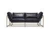 Inheritance Two Seat Sofa - Blue Smoke Leather & Antique Brass