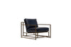 Inheritance Armchair - Blue Smoke Leather & Antique Brass