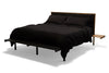 Inheritance Bed - Black Wool, Antique Brass, Oak & Ebonized Oak