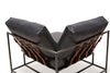 Inheritance Corner Chair - Blue Smoke Leather & Blackened Steel