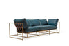 Inheritance Sofa - Cracked Teal Leather & Antique Brass