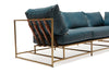 Inheritance Sofa - Cracked Teal Leather & Antique Brass