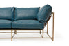 Inheritance Sofa - Cracked Teal Leather & Antique Brass