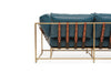 Inheritance Sofa - Cracked Teal Leather & Antique Brass