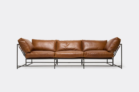 Inheritance Sofa - Waxed Cognac Leather & Blackened Steel
