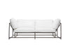 Inheritance Two Seat Sofa - Pebbled White Leather & Blackened Steel